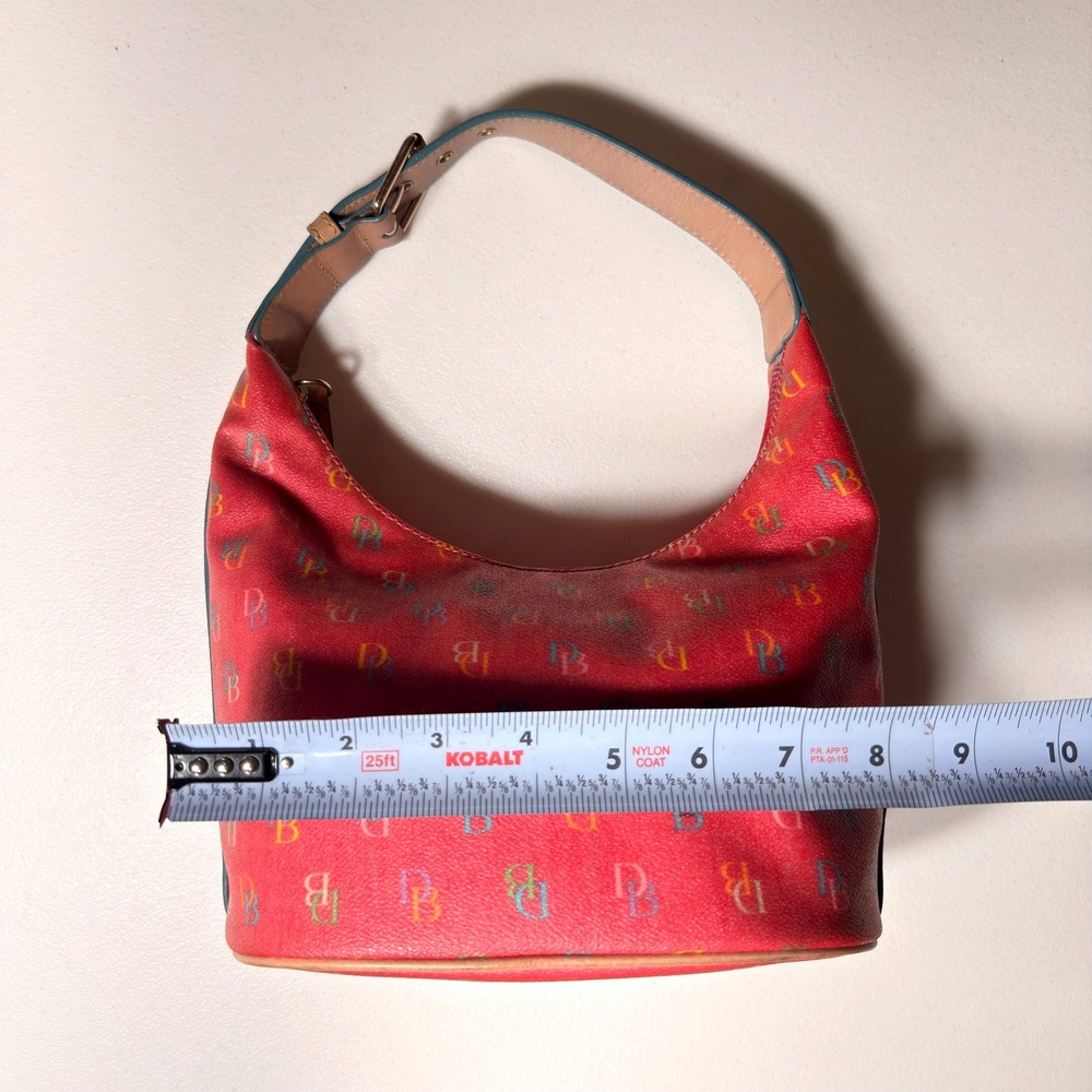 Dooney & Bourke Rainbow Monogram Red Coated Canvas Hobo Bag Y2K Vintage Medium - Picture 15 of 16